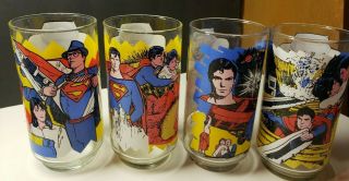 Dc Comics 1978 Pepsi Promotional Glass Set Superman The Movie 4
