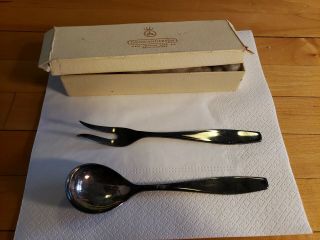 David - Andersen - Oslo Norway Fork & Spoon Set Box Sterling Silver ? E 1 K Solv.