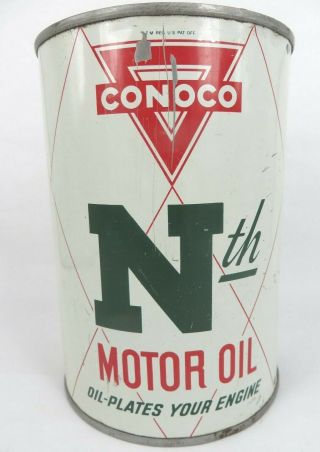 Conoco Nth Motor Oil Quart Can Continental Company Empty Ponca City Oklahoma