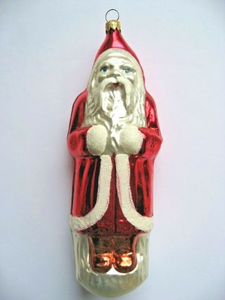 Rare Tall Standing Santa Claus Glass Christmas Ornament - 8.  5 " T X 3 " W