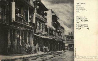 San Francisco,  Ca Street Scene,  Chinatown 1906 Quake California Postcard Vintage