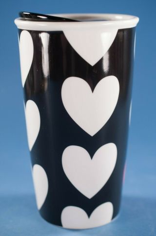 Starbucks 2015 Black Red Hearts Ceramic Travel Mug 12 oz 3