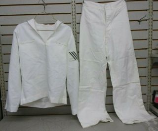 Vintage Wwii U.  S.  Navy Jumper And Pants Crackerjack White