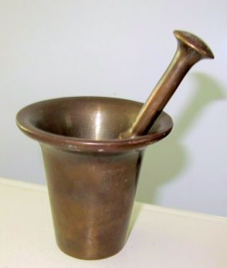 Vintage Solid Brass Mortar And Pestle Apothecary Tool Spice Grinder