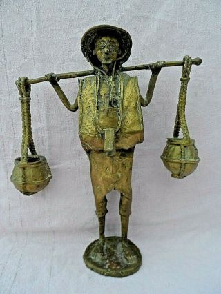 Hot Cast African (burkina Faso) Bronze Water Carrier Figurine 13 " Tall 2.  8klo