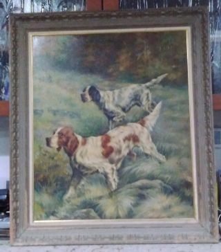 Large Pointer Hunting Dogs,  Oil Painting Signed By E.  J.  Wagner 1928