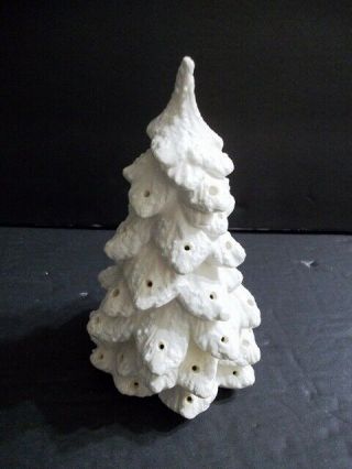 Vintage Holland Mold 6 " White Flocked Ceramic Christmas Tree - No Lights