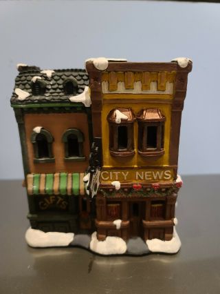 California Creations Hand Painted Christmas Village Gift Shop/newspaper Office 1