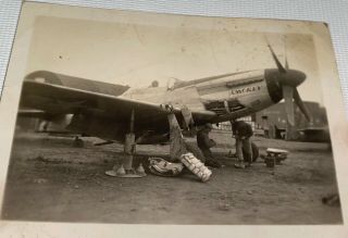 Rare Antique American World War Ii P - 51 Mustang " Smokey " Snapshot Photo Us Wwii