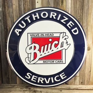 Buick Authorized Service Large 24 " Round Metal Tin Sign Garage Man Cave