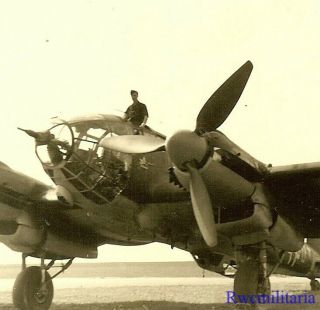 Best Luftwaffe He - 111 Bomber W/ 2cm Nose Canon Parked On Airfield