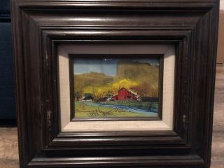 Famous " Red Barn " Fred I.  Ochi (listed Artist) Watercolor Painting