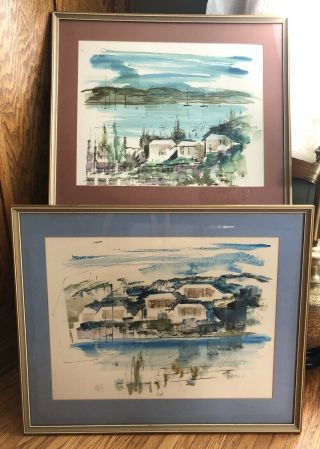 2 Signed & Framed Alfred Birdsey Bermuda Watercolor Paintings