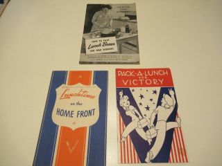 (3 - Booklets) " Wwii Victory Lunch For War Workers "