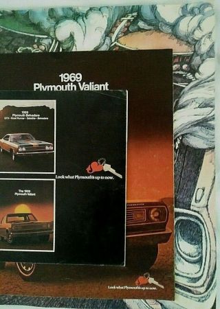 3 - 1969 Plymouth Brochures Fury Belvedere Barracuda Valiant/motion Vol Ii/valiant
