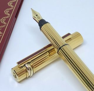 Cartier Must De Trinity Fountain Pen Godron Fountain Pen 18k Gold Nib