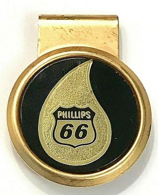Vintage Phillips 66 Gold & Black Money Clip