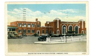 Lawrence Mass Ma - Boston & Maine Railroad Station - Postcard