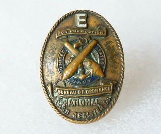 Vintage Ww2 Era E For Production Navy Award Pin - National Cash Register Ncr