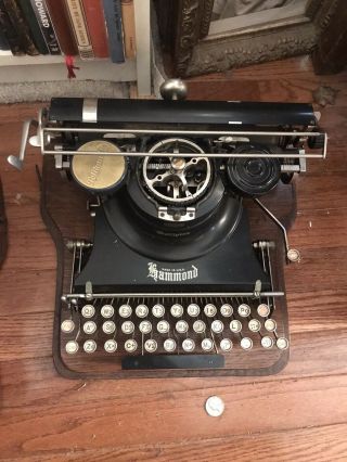 Vintage Black Multiplex Hammond Typewriter In Orig Wooden Case - Serial 191021