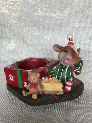 Yankee Candle Tealight Mouse In Pj’s With Cheese And Teddy Bear