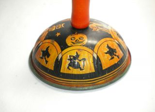 Vintage 1940 - 50 US Metal Halloween Noisemaker/Witches Bat Cat Owl Jack - O - Lantern 3