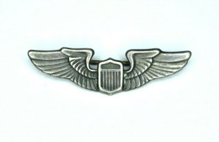 Scarce Pristine Us Army Air Corps Aaf Cap Sized Pilot Wings Wwii Sterling Silver