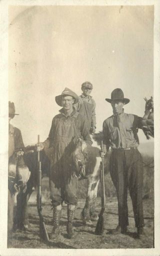 C1910s Rppc Postcard Idaho Duck Hunters With Rifles & Game,  Boy On Horse
