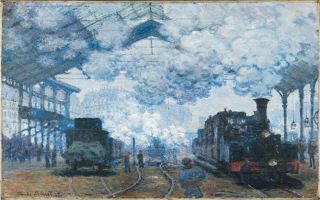 Vintage Painting Art Claude Monet Steam Train Station Old Poster Canvas Framed