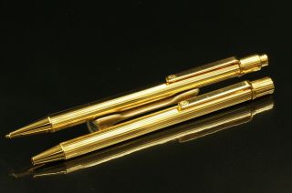 Cartier St150101 Must Gold Ballpoint Pen Mechanical Pencil With Case C60