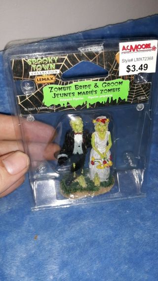 Lemax Halloween Zombie Bride & Groom Spooky Town Couple Marriage Wedding 72368