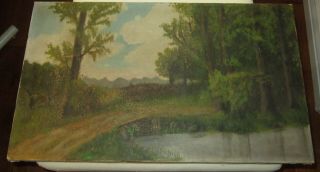 Antique Oil On Canvas Landscape Painting 1880s For Restore