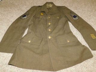1690 Vintage Mens World War Ii Ww2 Army Wool Uniform Jacket Hat & Shirt 37r