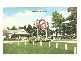 Brookhaven Mississippi Postcard Della’s Tourist Court Private Baths Innerspring