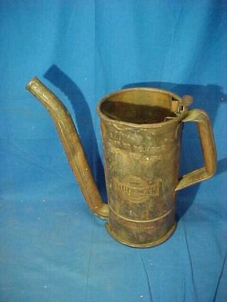 Orig 1920s Gas Station Copper Pennzoil Oil Can W Flexible Spout By Huffman