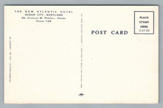 Atlantic Hotel OCEAN CITY Maryland Vintage Linen Advertising Postcard 1940s 2