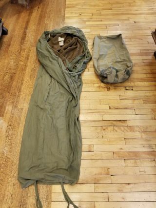 Wwii 1944 Wool Sleeping Bag With Outer Shell And Bag Named