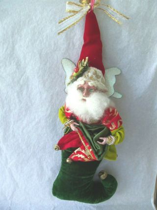 Mark Roberts Fairy Santa Inside Christmas Stocking Ornament Larger 14 "