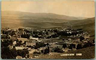 Vintage 1910s Lakeview,  Oregon Rppc Real Photo Postcard Panorama Town View