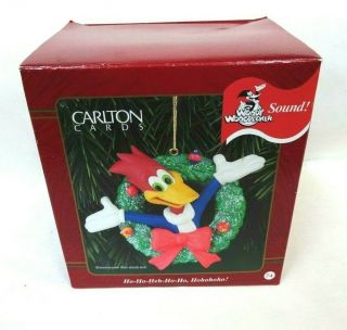 Rare 1999 Agc Carlton Cards Woody Woodpecker Ornament W/sound Mib
