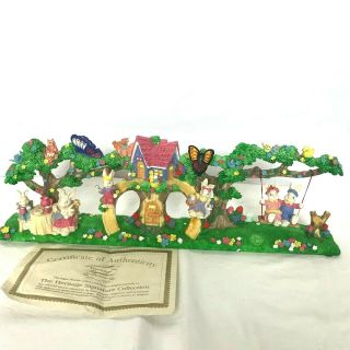 Easter Jubilee - Easter Bunny Tree House - Painted Porcelain 18 " Long 5 " Tall