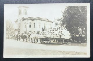 Lake City Mich Rppc C.  1916 Postcard 4th Of July Parade - Wagon Of Beauties