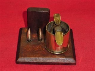 Wwii Us Army Navy Trench Art 75 Caliber 1 - 41 Artillery Shell 30 Caliber Ashtray