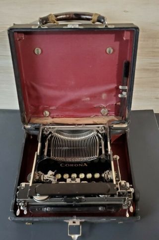 VINTAGE ANTIQUE 1920’s CORONA MODEL 3 FOLDING TYPEWRITER with CASE 2