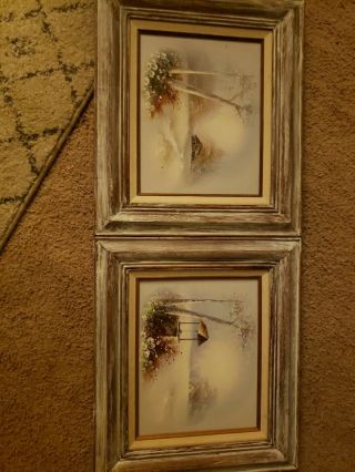 2 Framed Oil On Canvas Winter Landscape Paintings By S.  Young