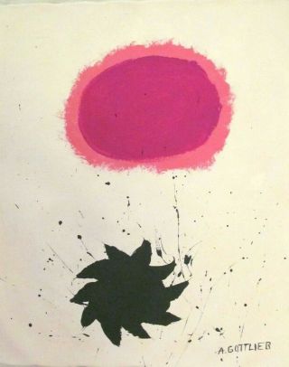 Vintage Abstract Acrylic On Canvas Signed Adolph Gottlieb Modern Art 20thcentury