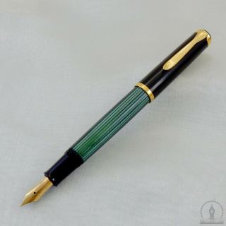 Old Style Pelikan M400 Green Striated Fountain Pen 14C Fine Nib - W - Germany 2