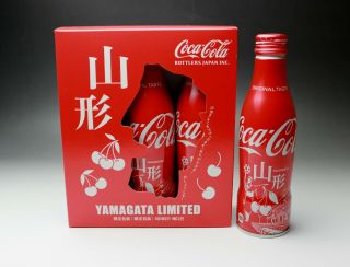 Set Of 3 Yamagata Coca Cola Slim Aluminum Bottles Full Japan