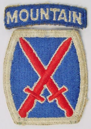 Orig Ww2 Us Army 10th Mountain Infantry Division Wtab Patch Ssi Italy Eto
