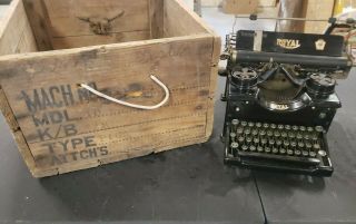 Antique/vintage Royal Model 10 Typewriter Beveled Black Glass Sides,  Orig Box